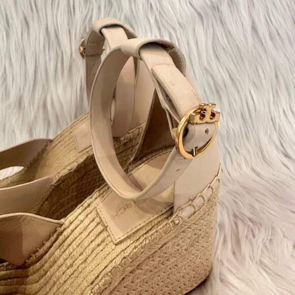Tory Burch Selby Wedge Platform Espadrilles Leather Criss Cross Heels Sandals - Picture 8 of 13